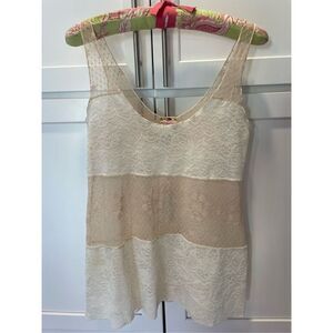 Intimately Free People Lace Panel Sleeveless Tank Top White & Beige Women’s Sz S
